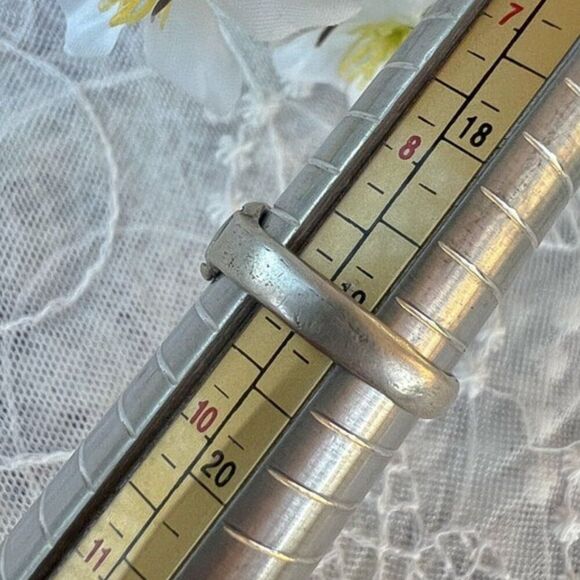 Vintage 60’s Turquoise Chip Handmade Unisex Band Ring - Picture 4 of 9